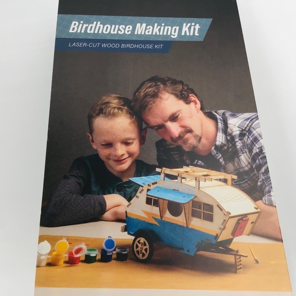 Birdhouse Kit Man Crates Trailer Laser Cut Wood Paint Garden Patio Kids …